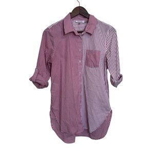 Calvin Klein Woman’s Red and White Striped Button Down Shirt Size Small